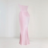 Corset Maxi Dress – Elegant Strapless Formal Evening Gown