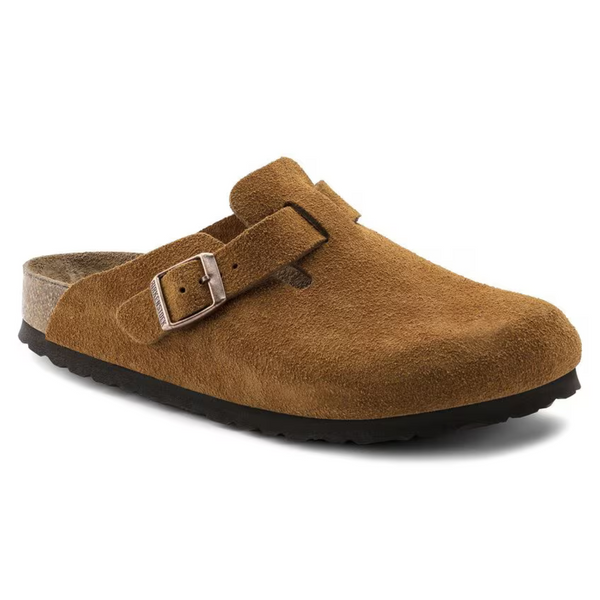 Boston Taupe Suede Clogs – Classic Design with Soft Anatomical Footbed