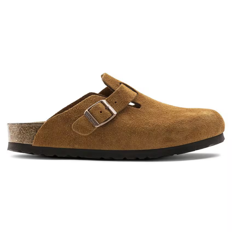 Boston Taupe Suede Clogs – Classic Design with Soft Anatomical Footbed