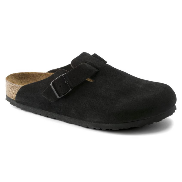 Boston Suede Black Clogs – Soft Anatomical Footbed & Classic Year-Round Comfort