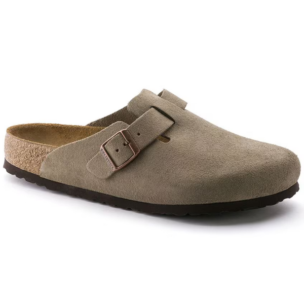 Boston Suede Clogs – Soft Anatomical Footbed & Year-Round Comfort in Natural Taupe Leather