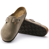 Boston Suede Clogs – Soft Anatomical Footbed & Year-Round Comfort in Natural Taupe Leather