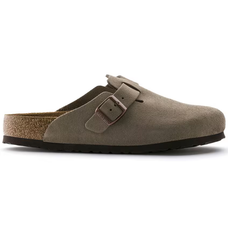 Boston Suede Clogs – Soft Anatomical Footbed & Year-Round Comfort in Natural Taupe Leather