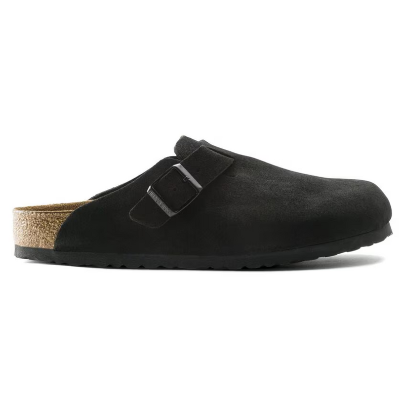 Boston Suede Black Clogs – Soft Anatomical Footbed & Classic Year-Round Comfort
