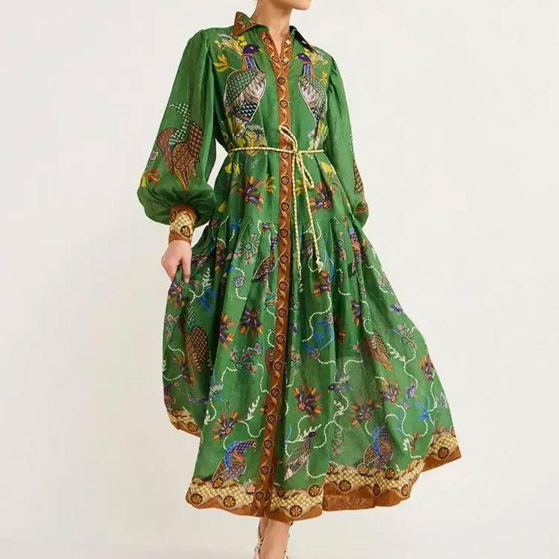 Women's Maxi Dress - Long Sleeve - V-Neck - Elegant Flowy Design