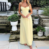 Women’s A-Line Dress – Satin Feel – Ruched Bodice – Strappy – Full Length Elegant Fit