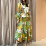 Women's Maxi Dress - Long Sleeve - V-Neck - Elegant Flowy Design