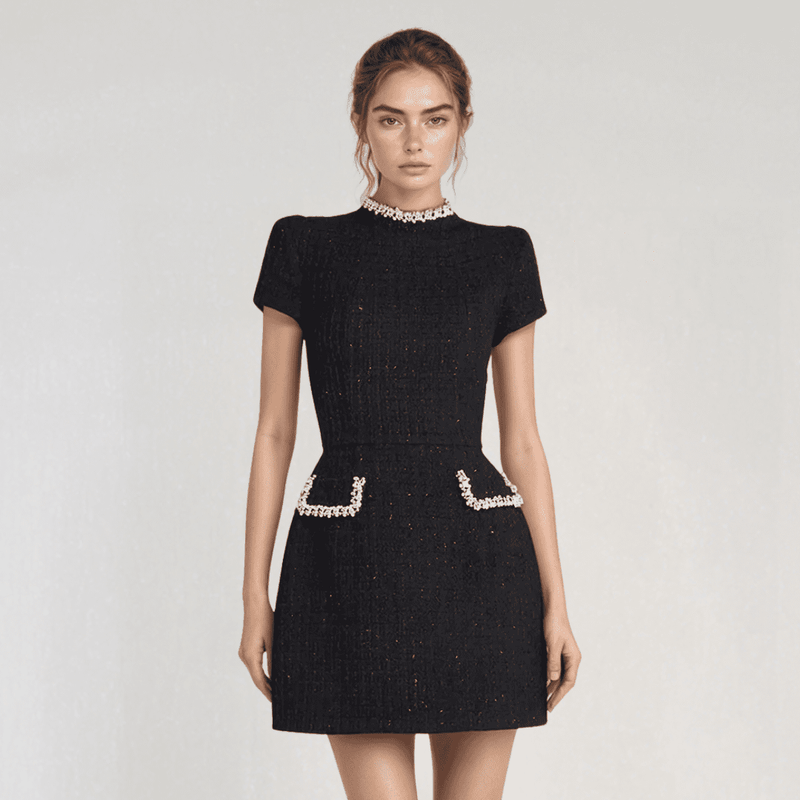 Camille Pearl Pocket Mini Dress
