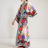 Bohemian Silk Kaftan Maxi Dress – Flowing Floral Kimono Style