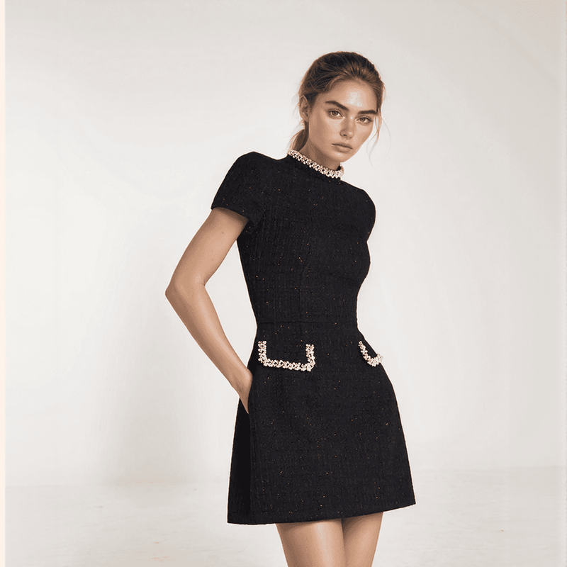 Camille Pearl Pocket Mini Dress