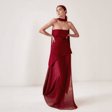 Celesta One-Shoulder Chiffon Gown with Draped Scarf Accent