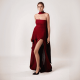 Celesta One-Shoulder Chiffon Gown with Draped Scarf Accent
