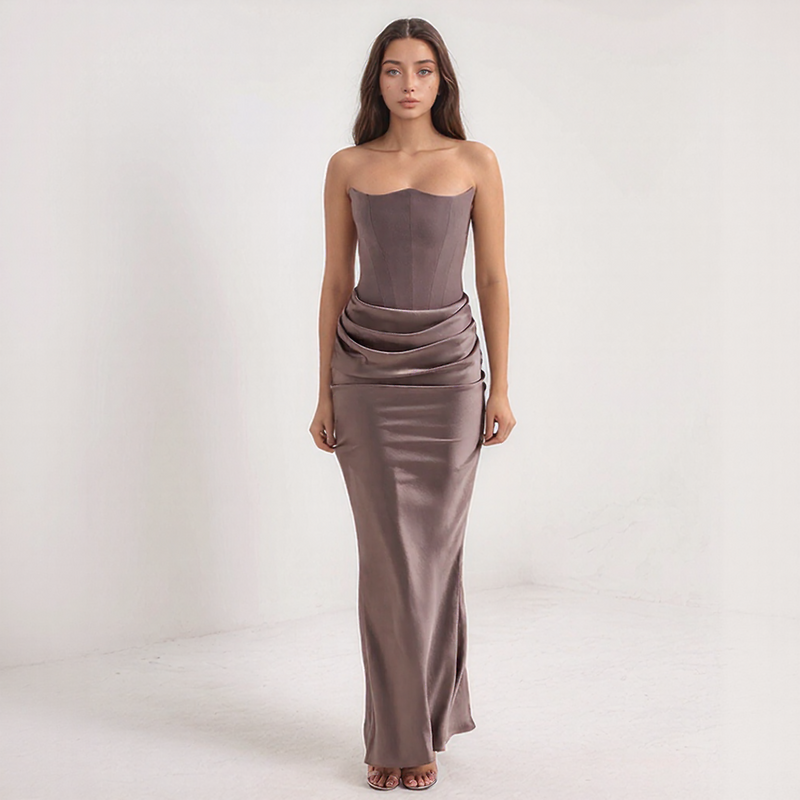 Corset Maxi Dress – Elegant Strapless Formal Evening Gown