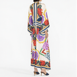 Bohemian Silk Kaftan Maxi Dress – Flowing Floral Kimono Style