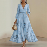 Elegant Pleated V-Neck Maxi Dress