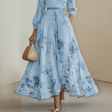 Elegant Pleated V-Neck Maxi Dress