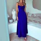 Women’s A-Line Dress – Satin Feel – Ruched Bodice – Strappy – Full Length Elegant Fit
